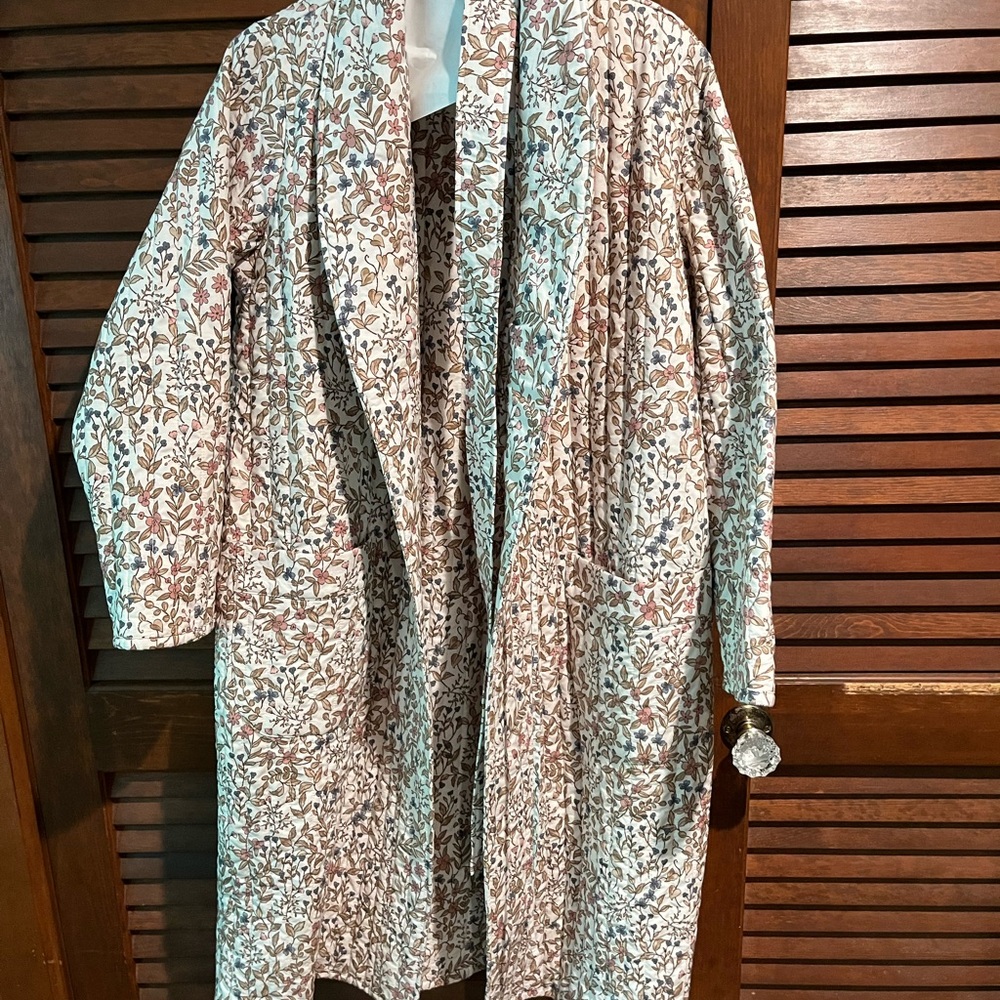 The Company Store woman’s quilted Floral Patterned Robe—mid length